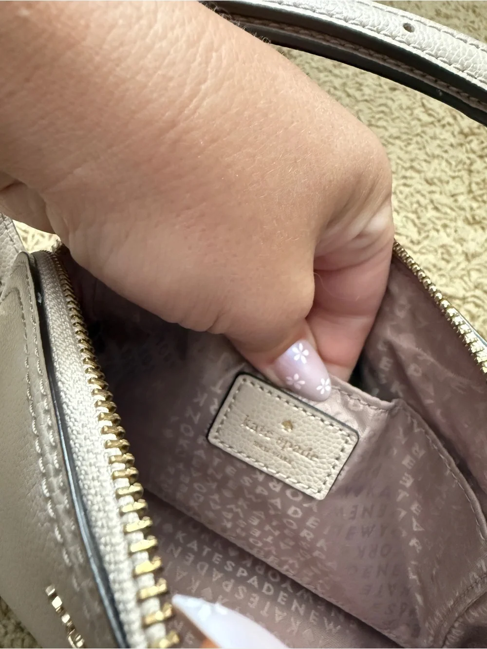 kate spade pebble leather dome crossbody in light taupe